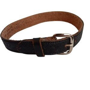 Girl Boys 20" Vintage Black Embossed Leather Cowboy Belt Eagles 1980's
